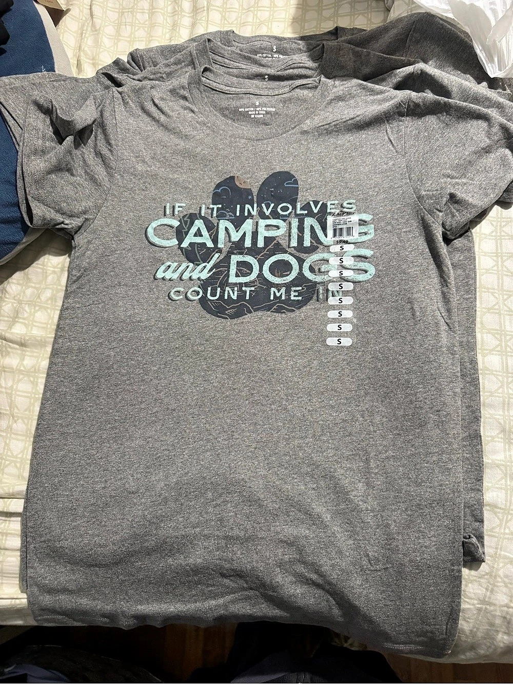 Academy Sports + Outdoors Camping and Dogs T-Shirt Cotton Blend Graphic Tee Size